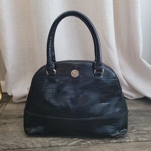 Anne Klein Black Crocodile Faux Leather Bag